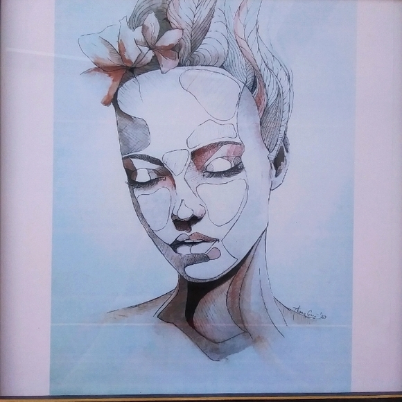 SOLD Art by Polish artist women portrait drawing - Picture 2 of 3